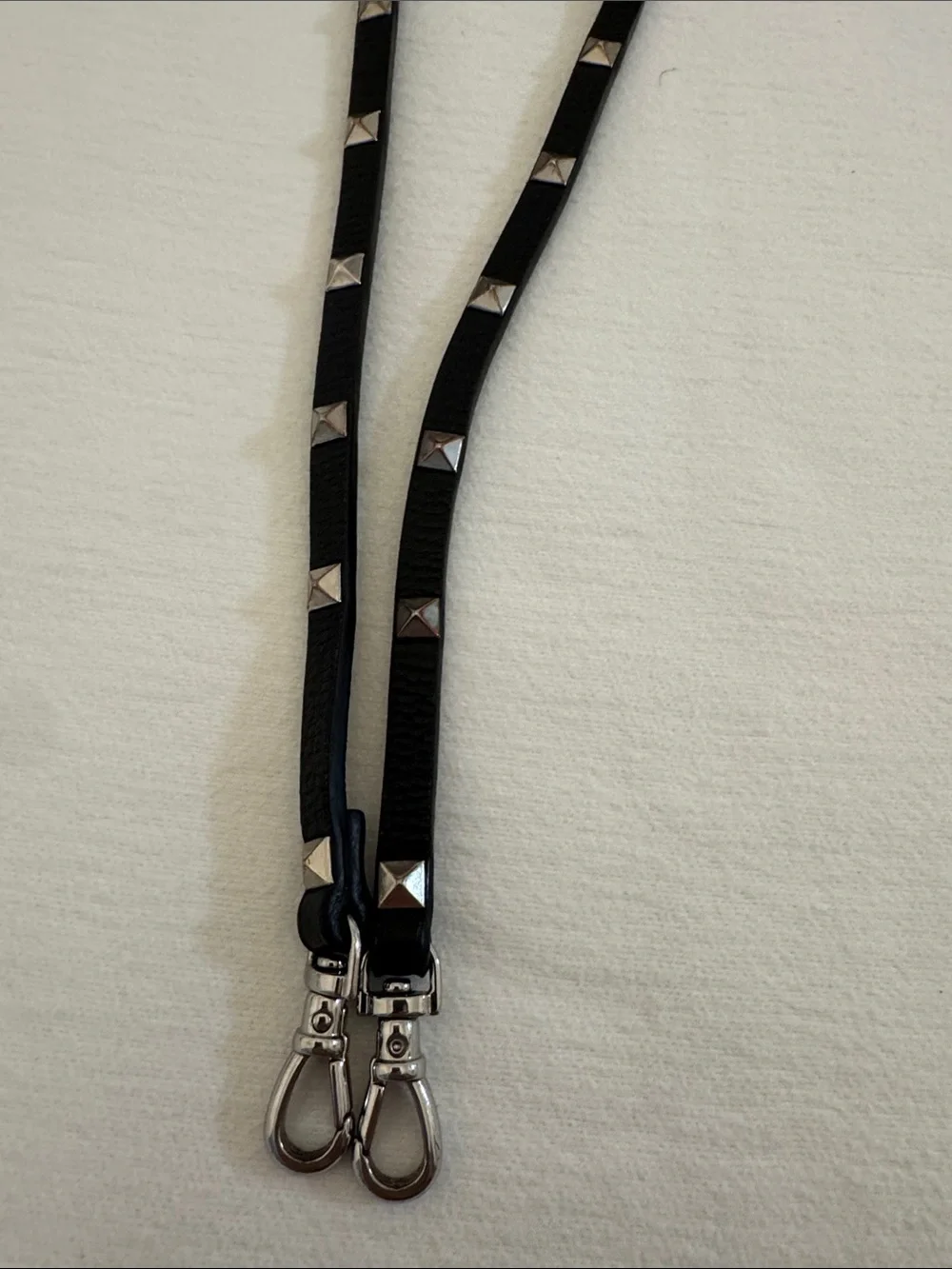 Bandolier Black Leather Studded Crossbody Strap with Silver Hardware